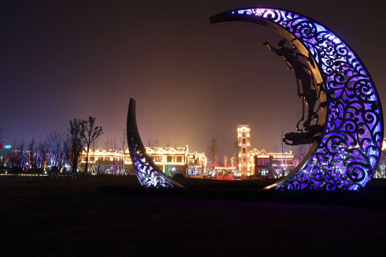 江油明月岛公园夜景图片